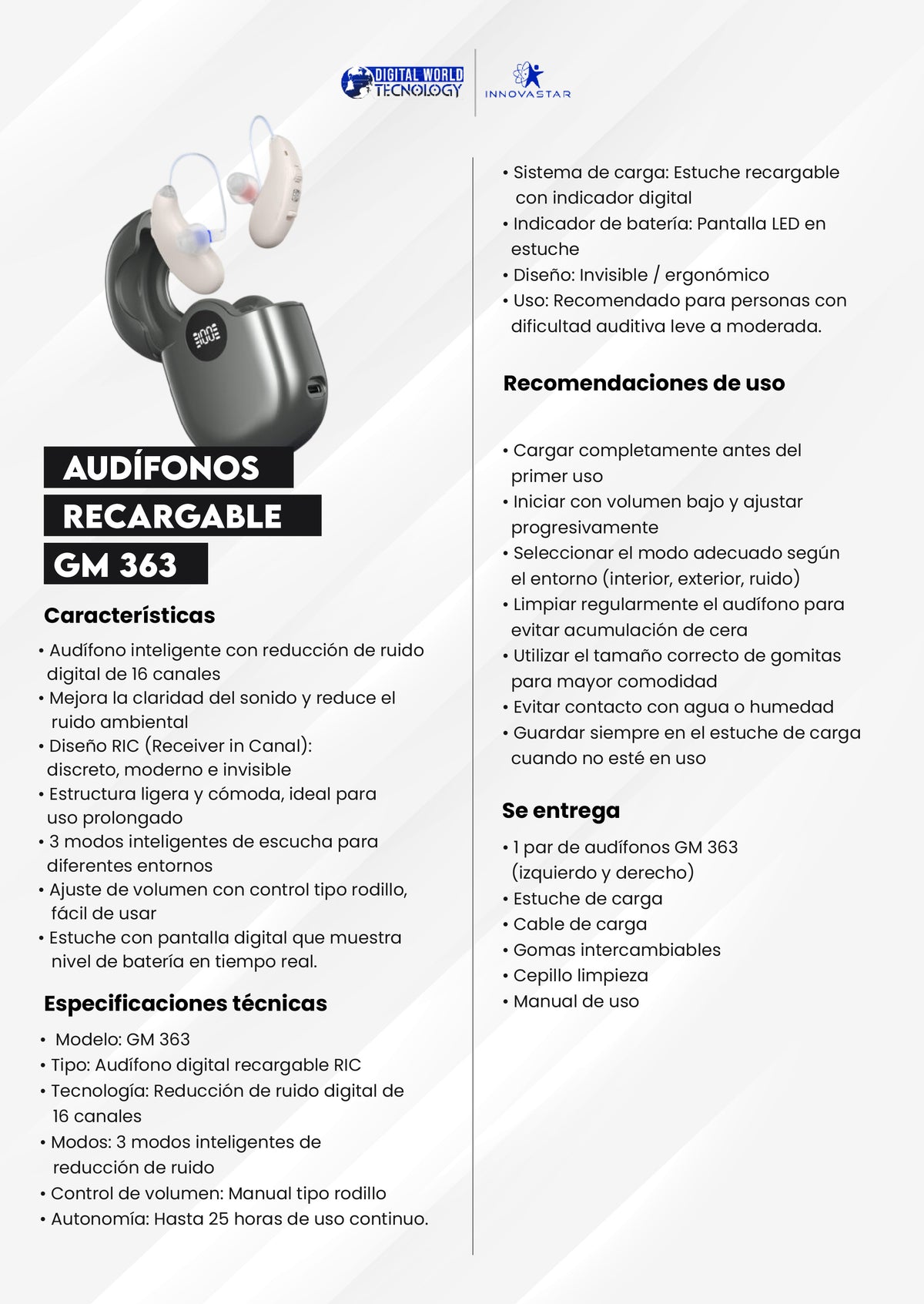 AUDÍFONO IN363 RECARGABLE