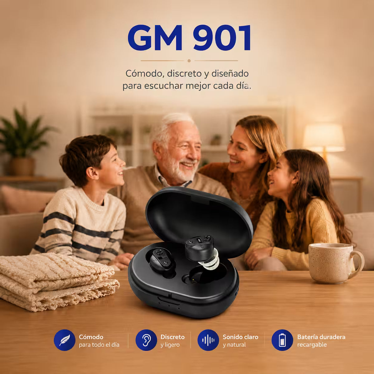 Audífono Recargable tipo AirPod GM901