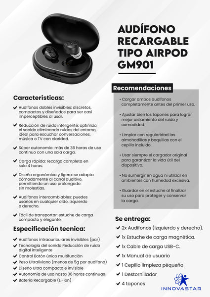 Airpod Instrucciones De Audifonos Inalambricos Audífono Recargable
