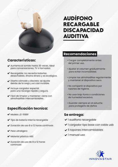 Audífono Tradicional Recargable