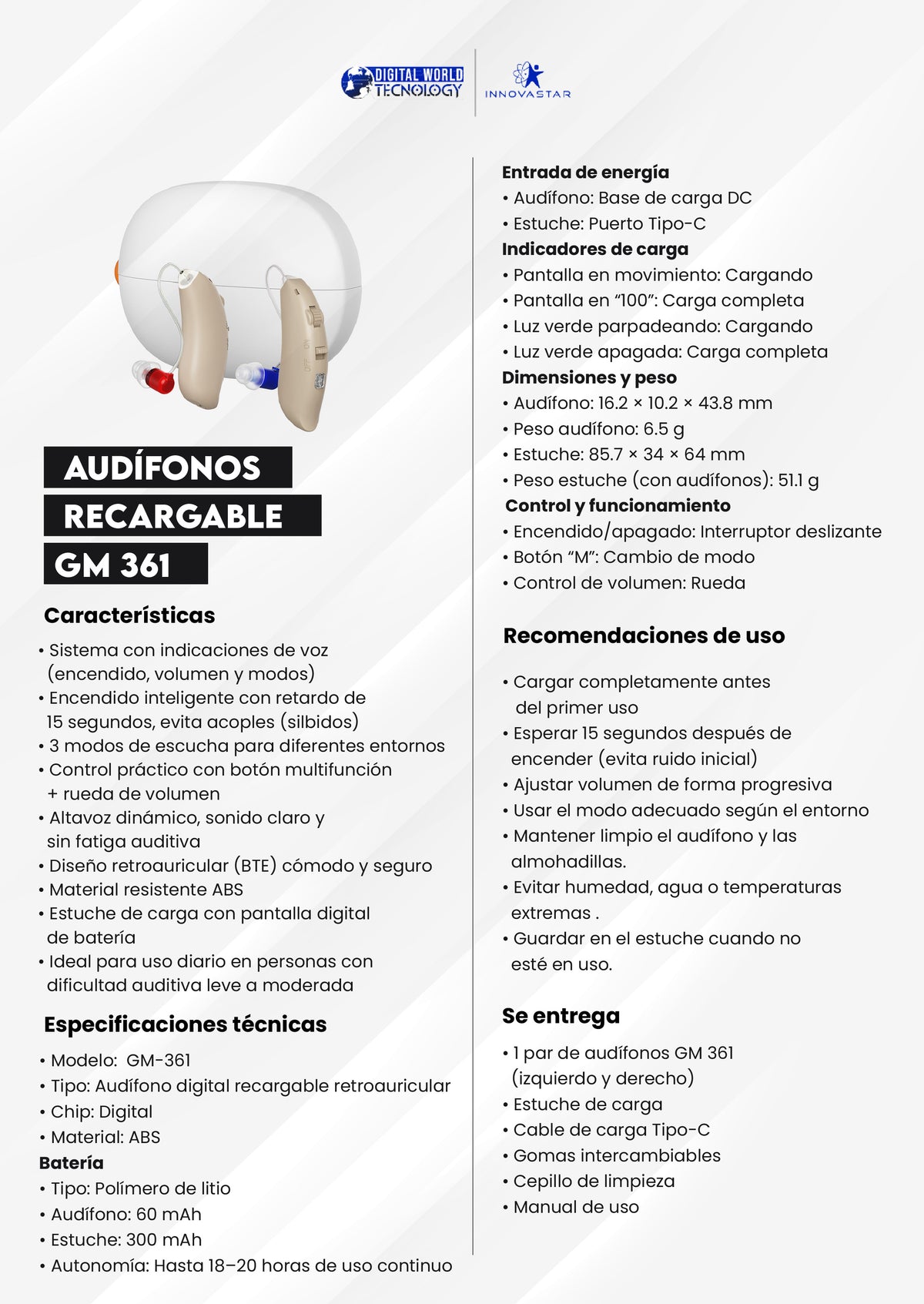 AUDÍFONO IN361 RECARGABLE