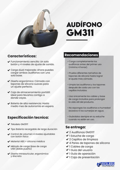 Audífono GM311 · ficha técnica
