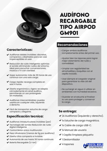 Audífono GM901 · ficha técnica